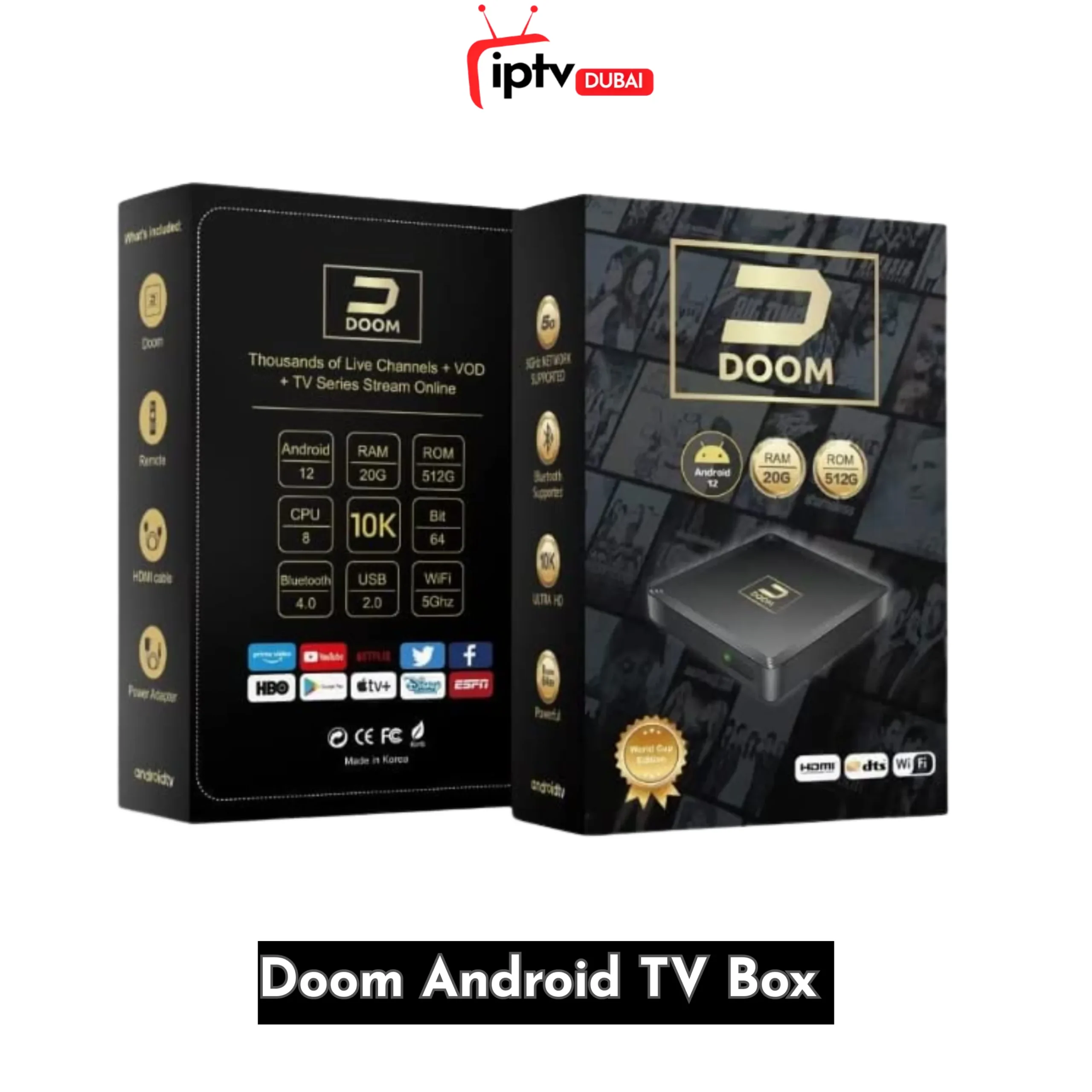 Doom Android TV Box 5G 10k Ultra HD Doom Android 12 TV Box 10K Ultra HD Smart Streamer in UAE